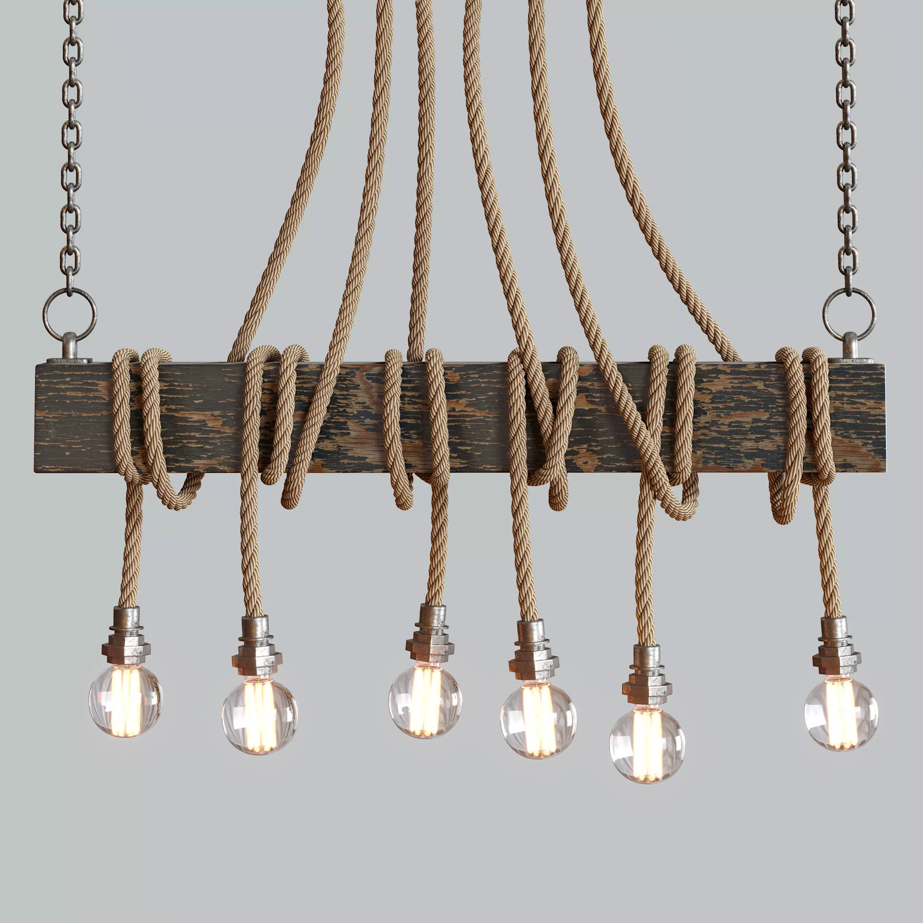 Wooden Beam Chandilier lamp 3D model