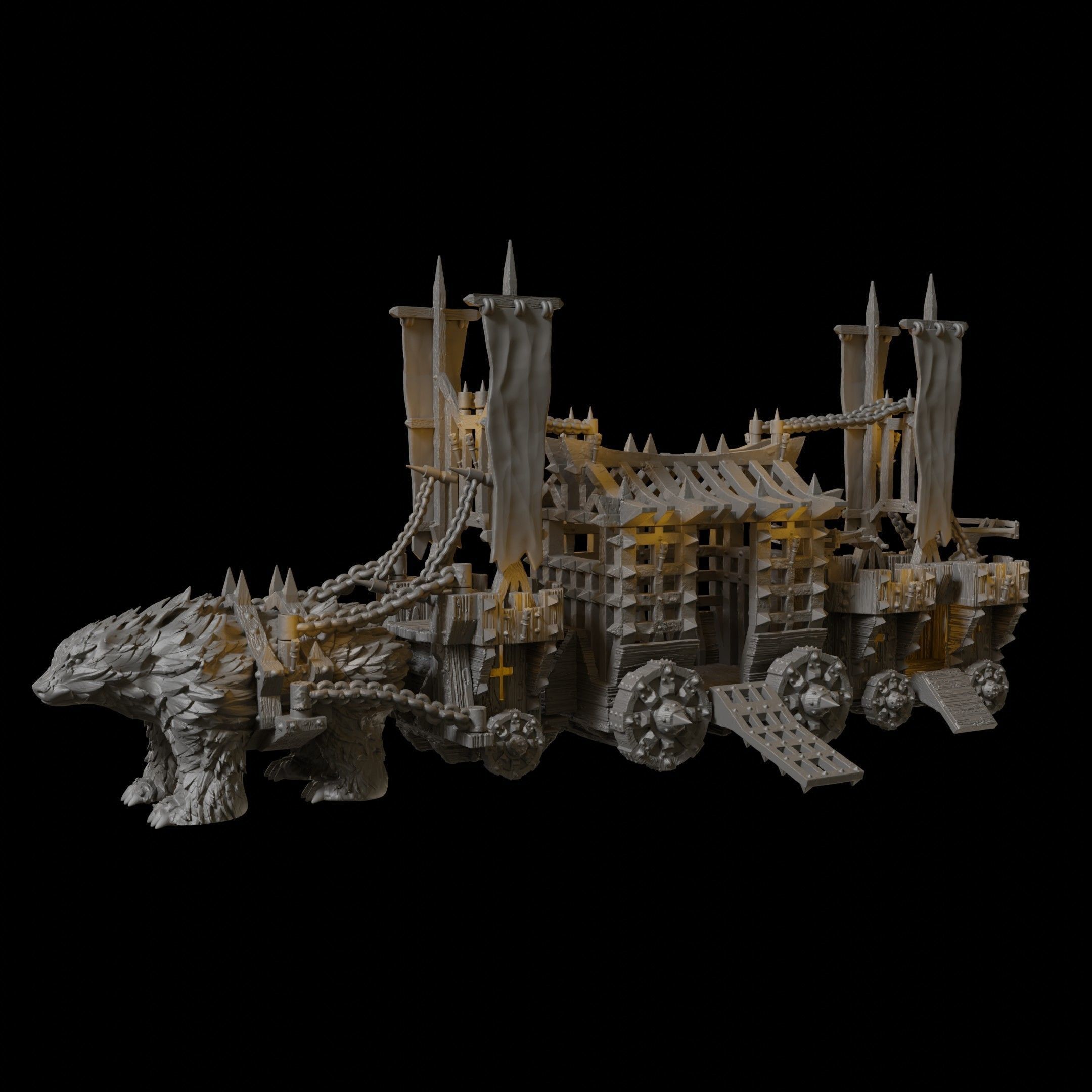 Imperial Giant Carriage Tabletop Terrain 28 MM 3D print model_7
