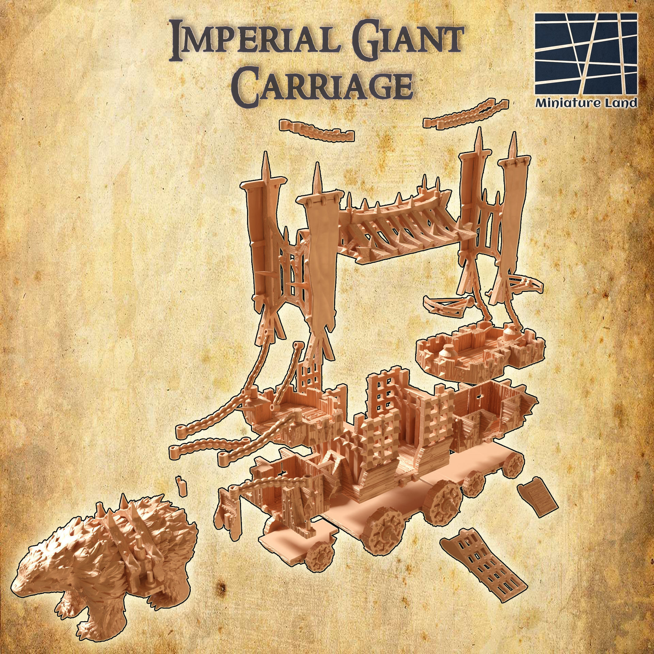 Imperial Giant Carriage Tabletop Terrain 28 MM 3D print model_5