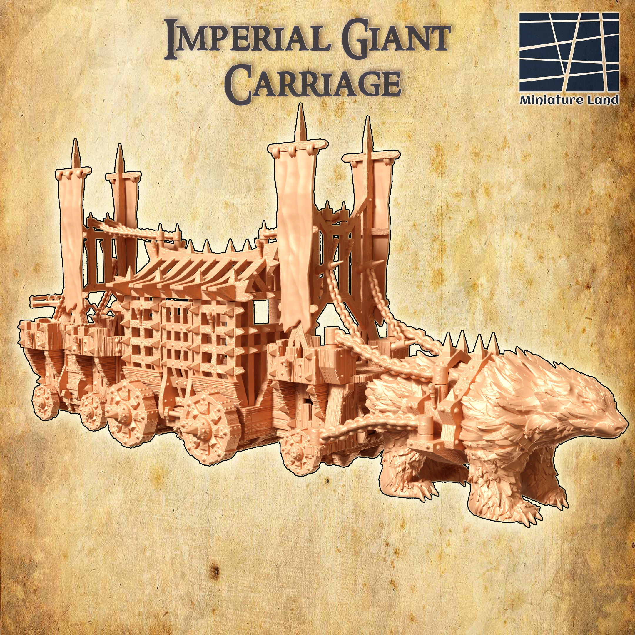 Imperial Giant Carriage Tabletop Terrain 28 MM 3D print model_3