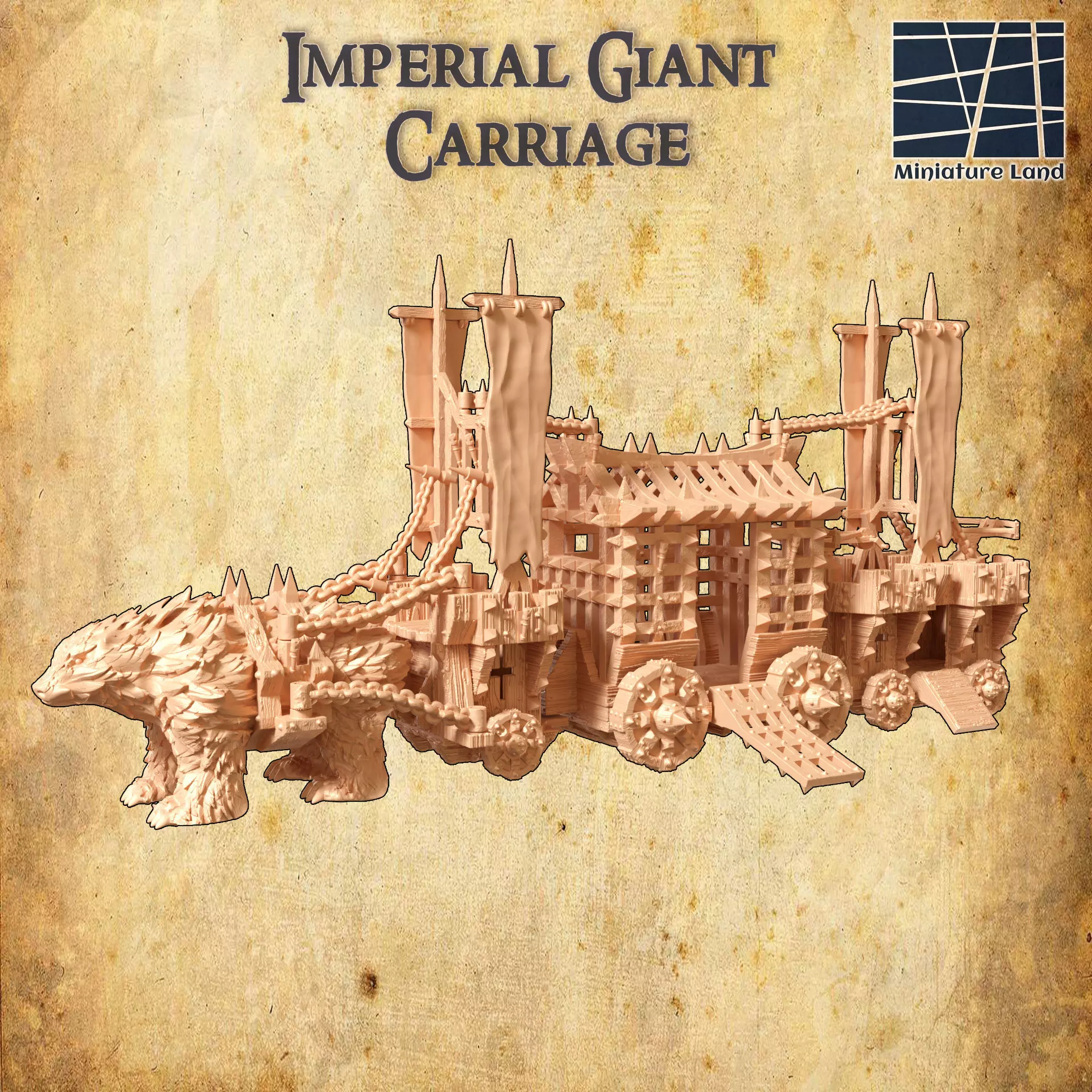 Imperial Giant Carriage Tabletop Terrain 28 MM 3D print model_0