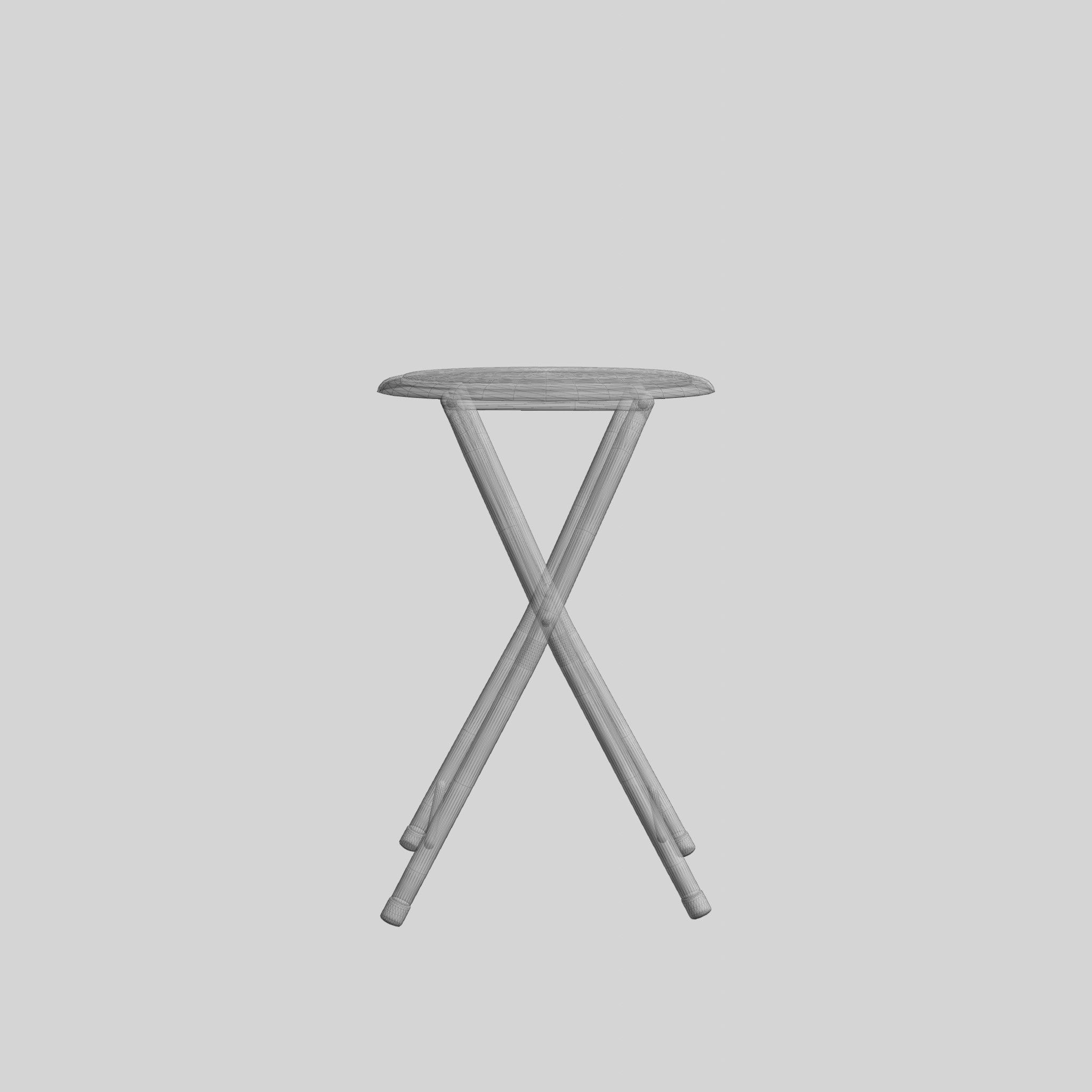 Folding Stool Low-poly 3D model_5