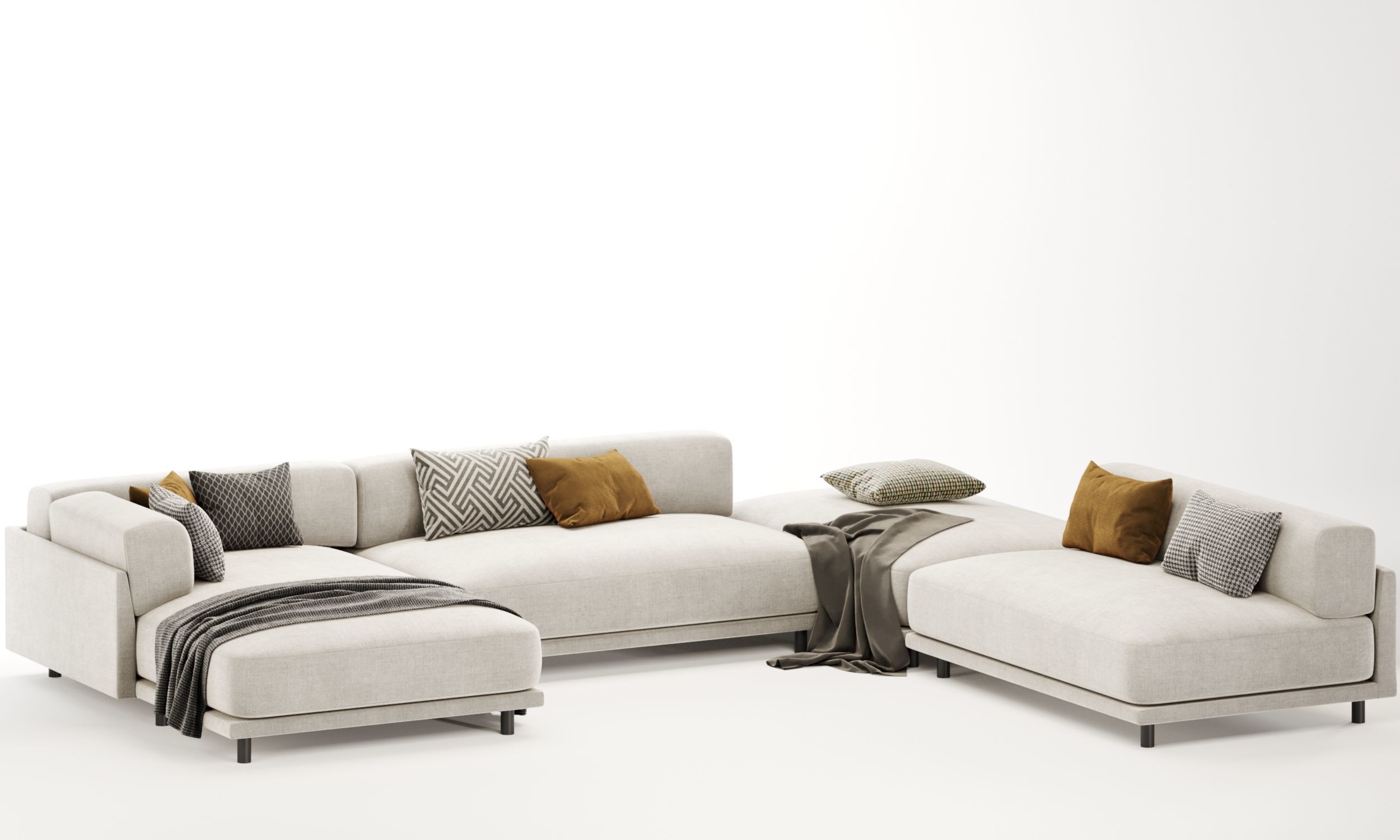 Sunday J Sectional Sofa with Chaise 3D model_2
