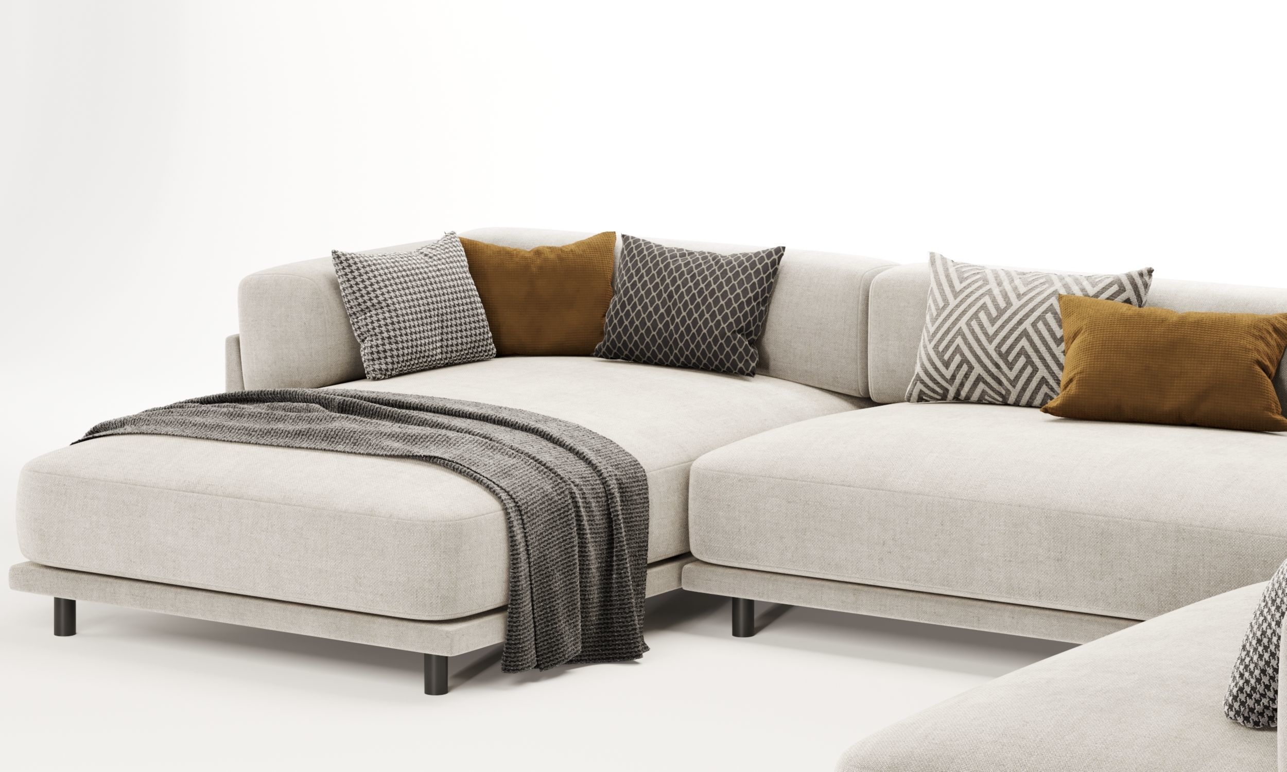 Sunday J Sectional Sofa with Chaise 3D model_4