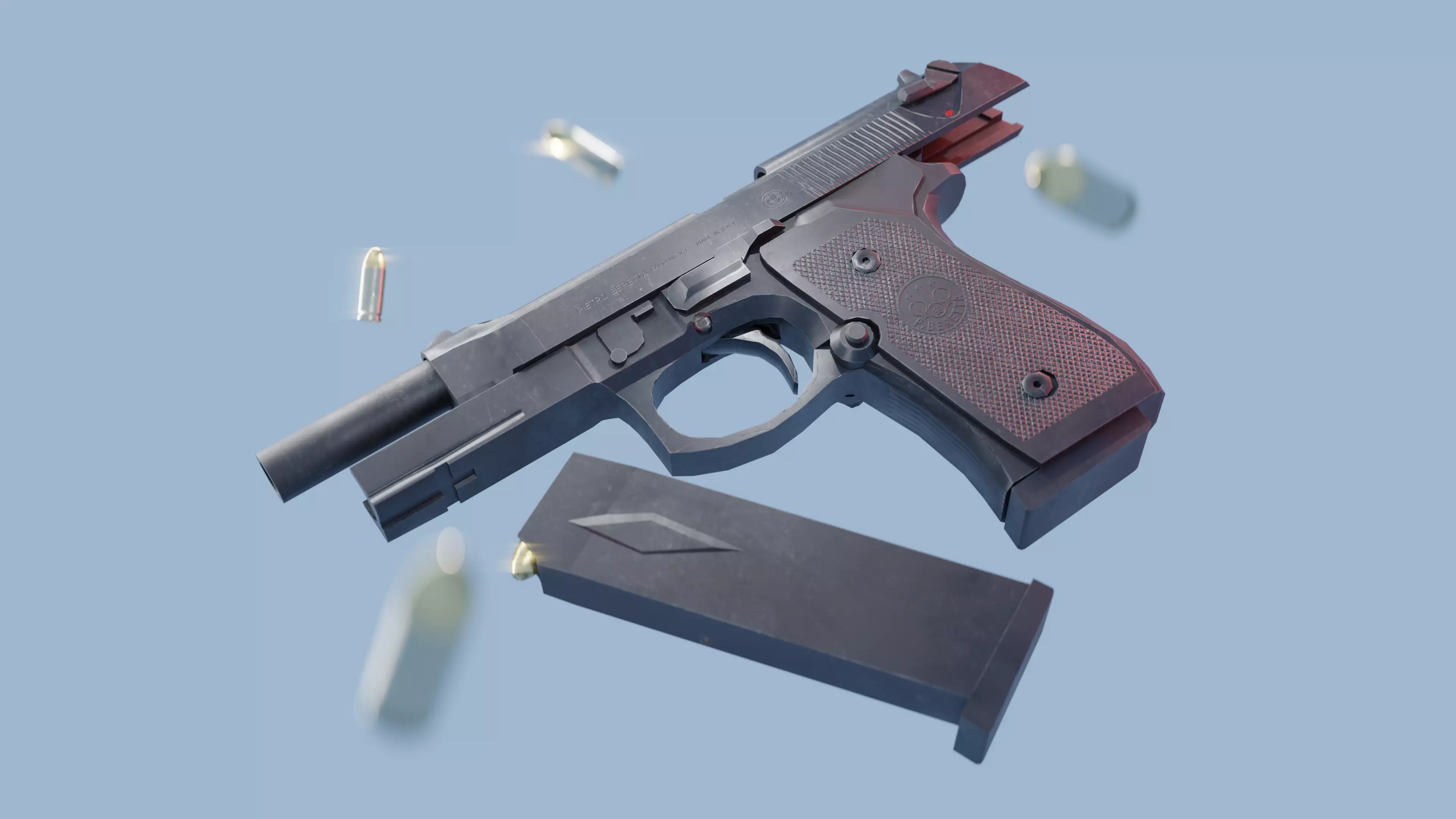 Beretta 92 Pistol Low-poly 3D model