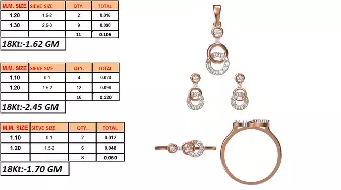 Light Weight Ring Pendant Earring Set STL OBJ FBX JCD Details
