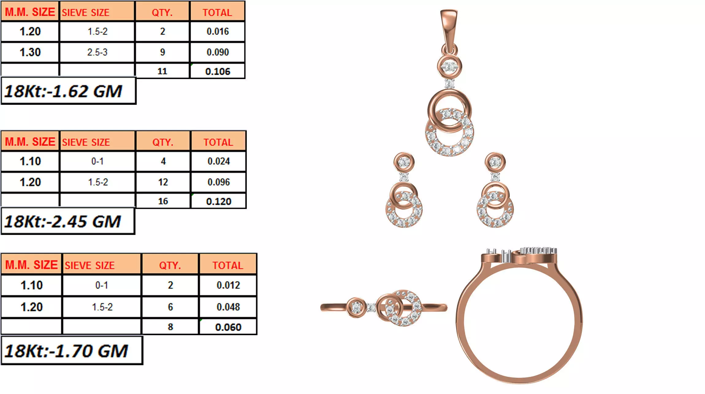 Light Weight Ring Pendant Earring Set STL OBJ FBX JCD Details 3D print model_0