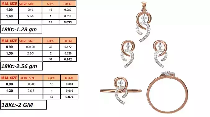 Light Weight Ring Pendant Earring Set STL OBJ FBX JCD Details