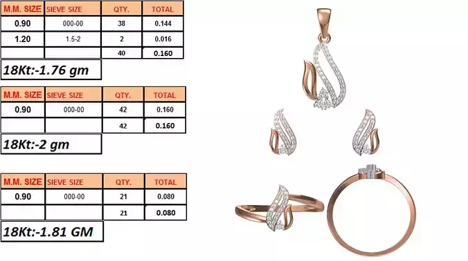 Light Weight Ring Pendant Earring Set STL OBJ FBX JCD Details