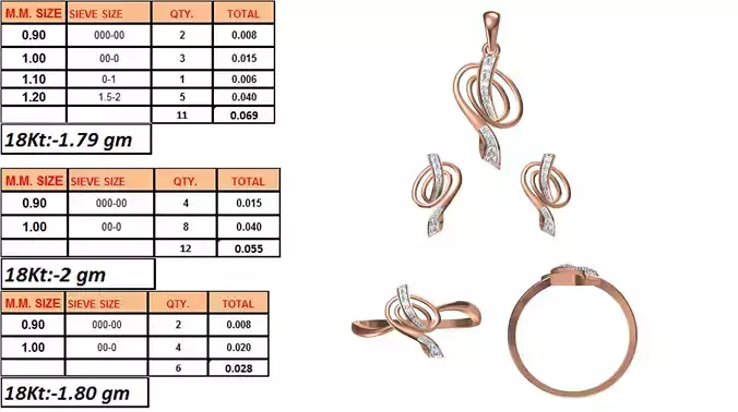 Light Weight Ring Pendant Earring Set STL OBJ FBX JCD Details