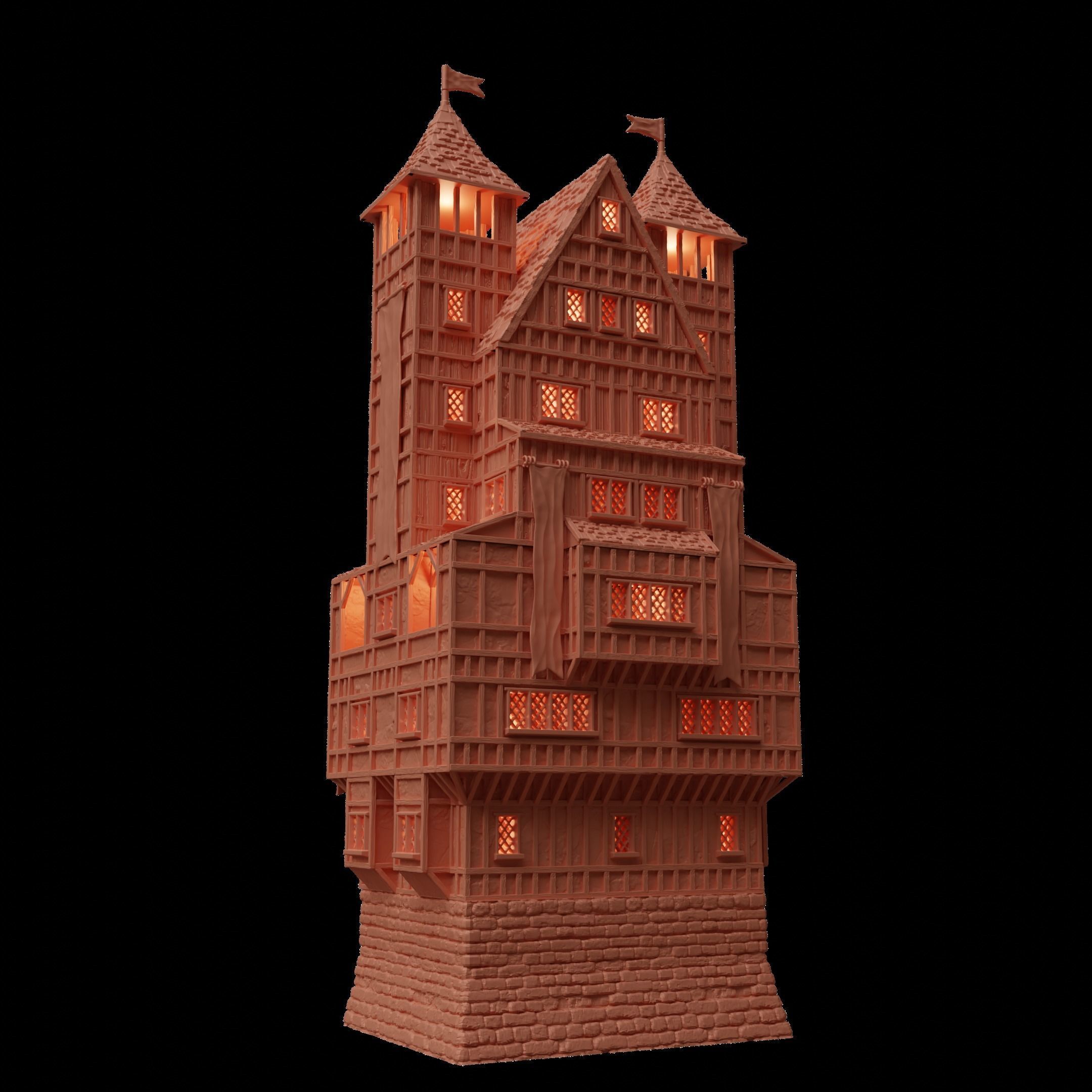 Governor House Tabletop Terrain 28 MM 3D print model_5