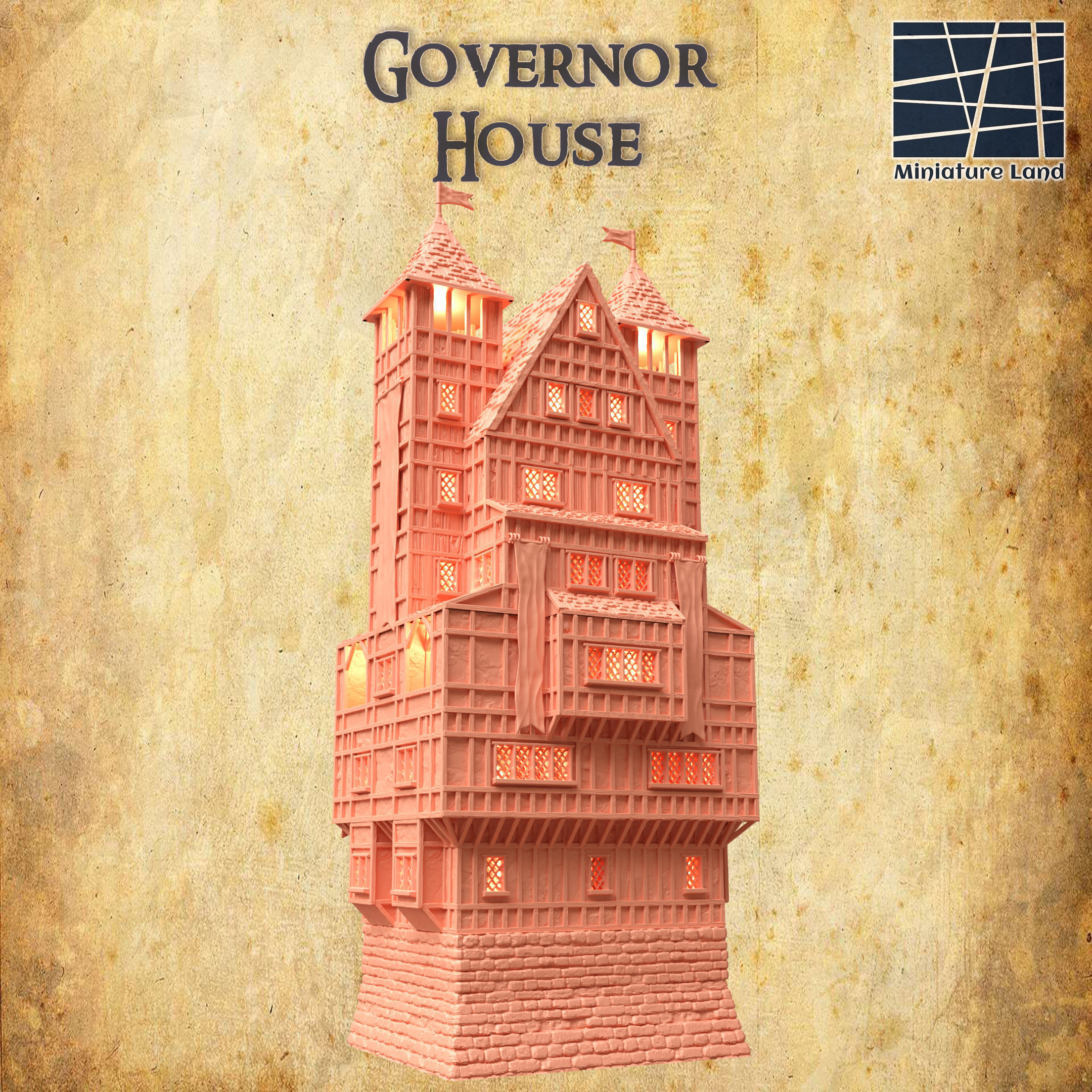 Governor House Tabletop Terrain 28 MM 3D print model_4