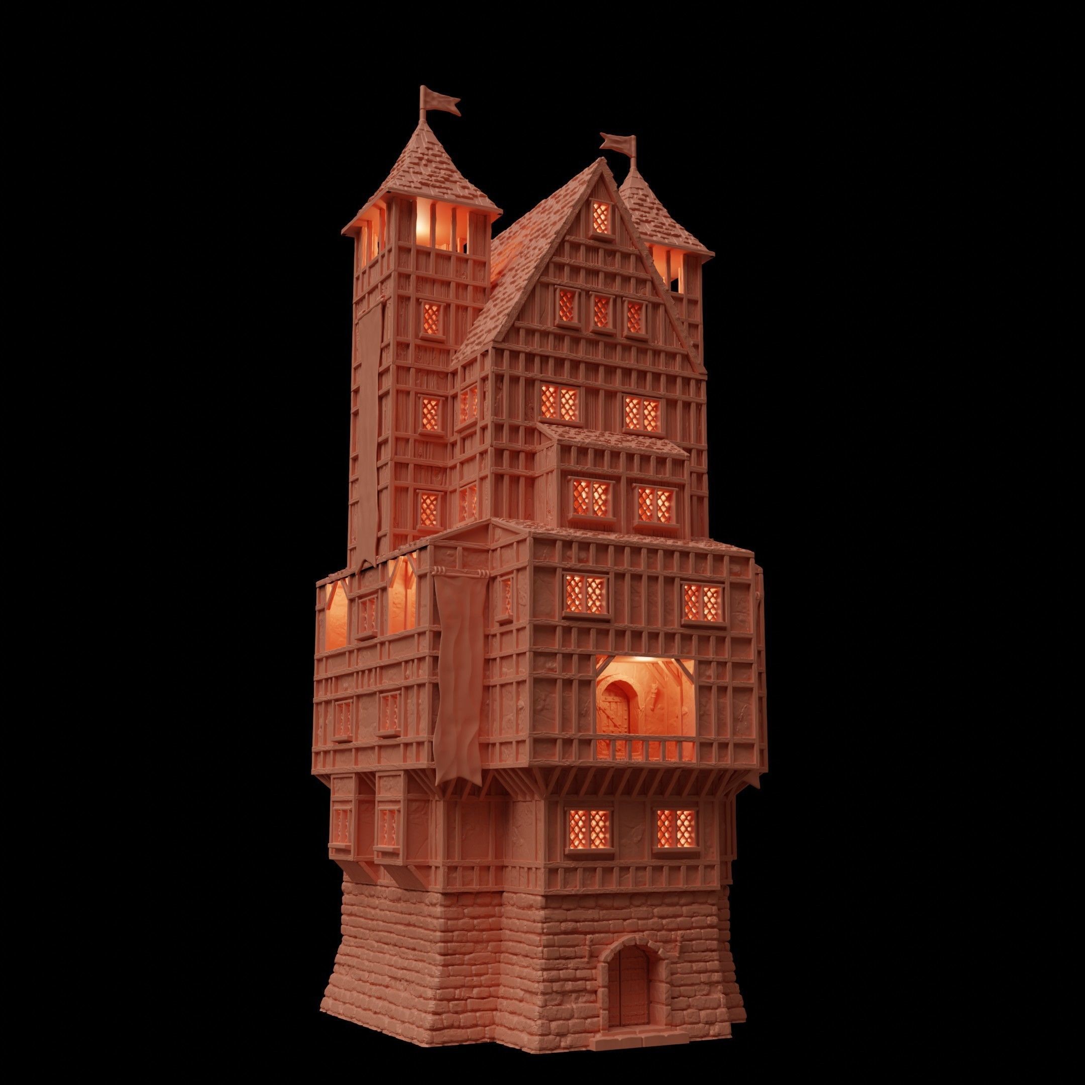 Governor House Tabletop Terrain 28 MM 3D print model_1