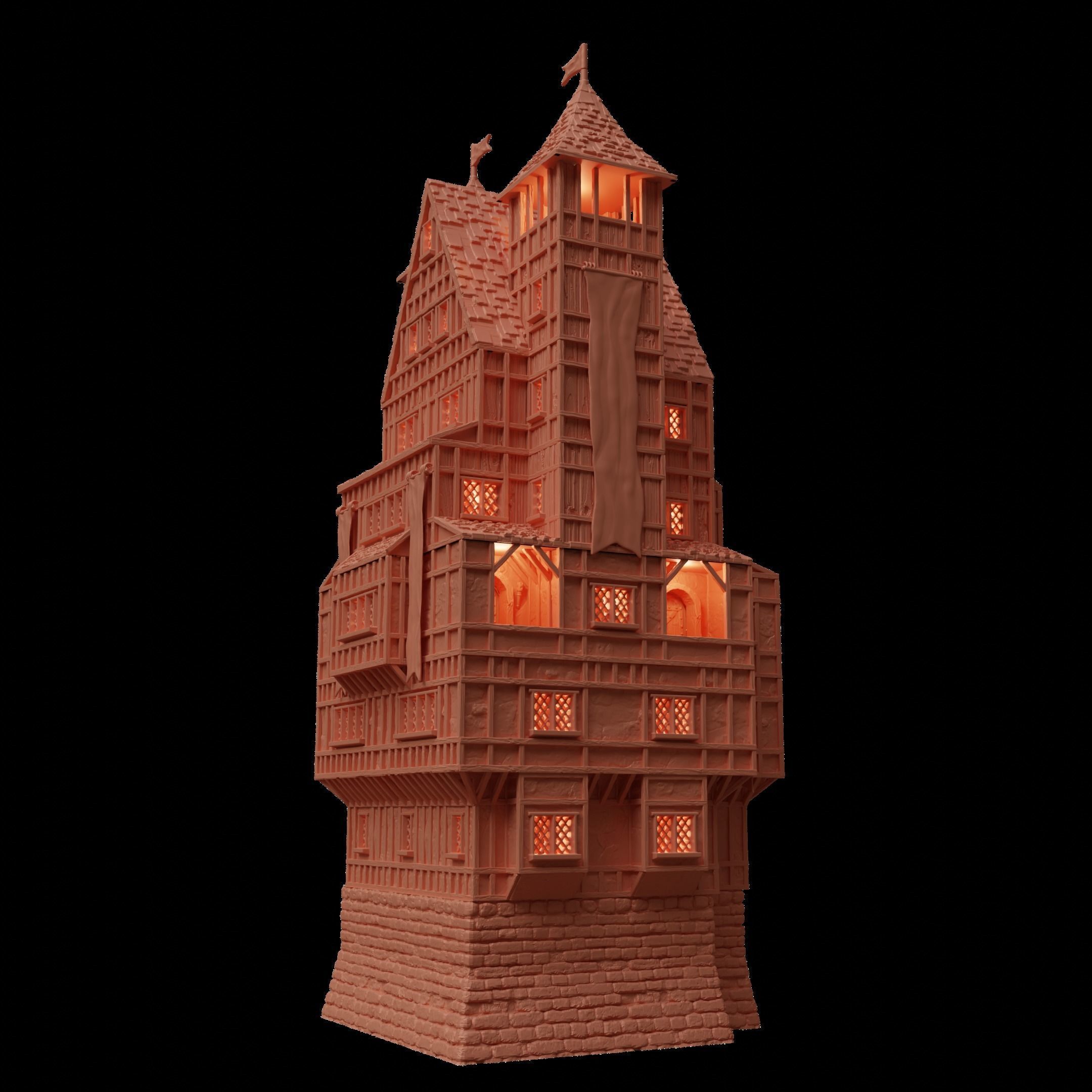 Governor House Tabletop Terrain 28 MM 3D print model_3