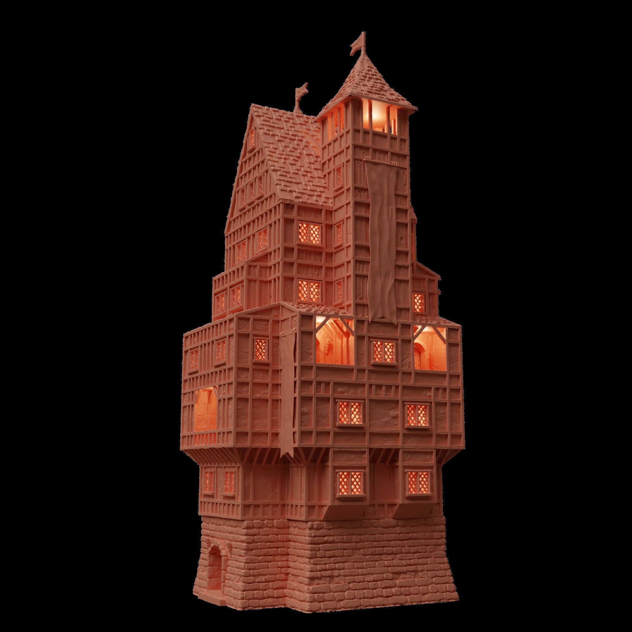 Governor House Tabletop Terrain 28 MM 3D print model_7