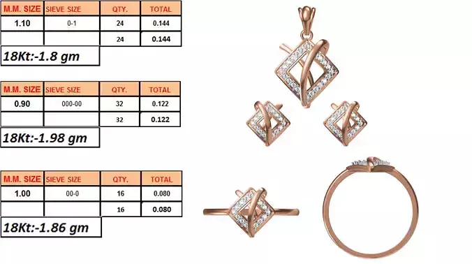Light Weight Ring Pendant Earring Set STL OBJ FBX JCD Details