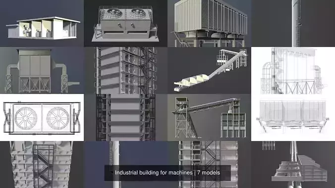 Industrial building for machines 3D Model Collection