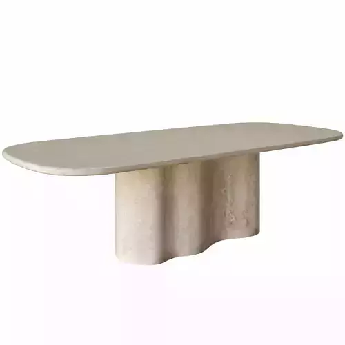 Undulate travertin dinning table model