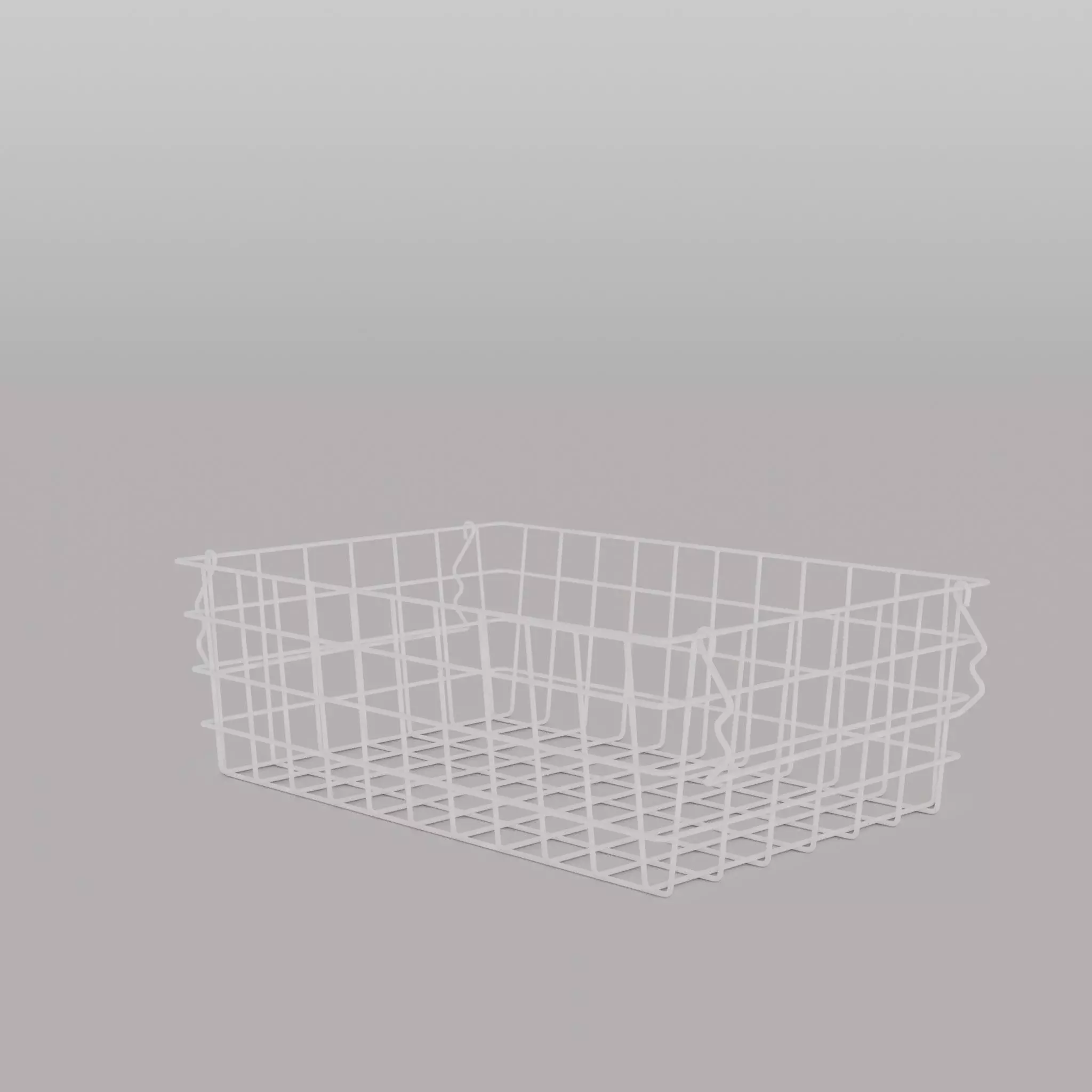 Small Metal Storage Basket White Low-poly 3D model_0