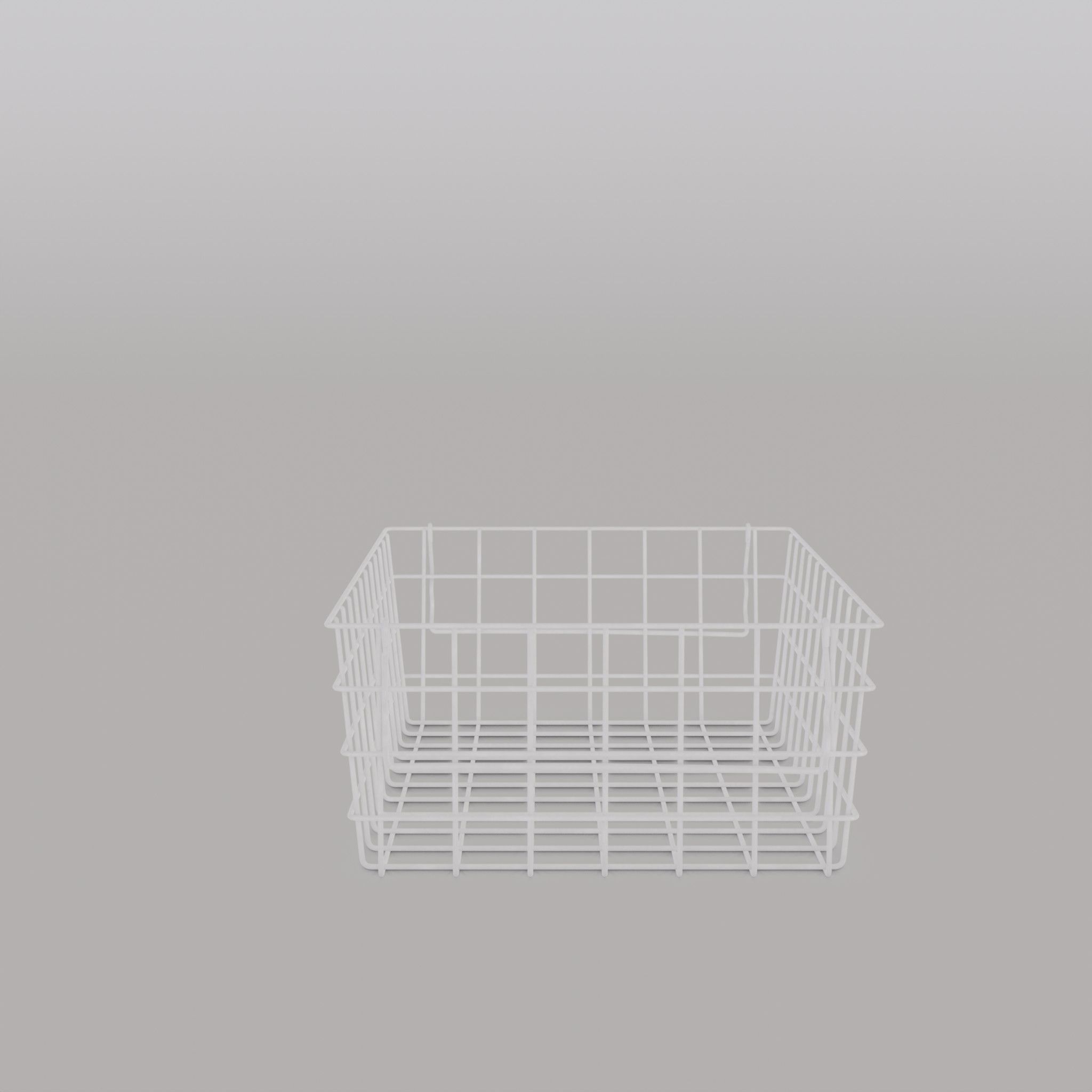 Small Metal Storage Basket White Low-poly 3D model_3