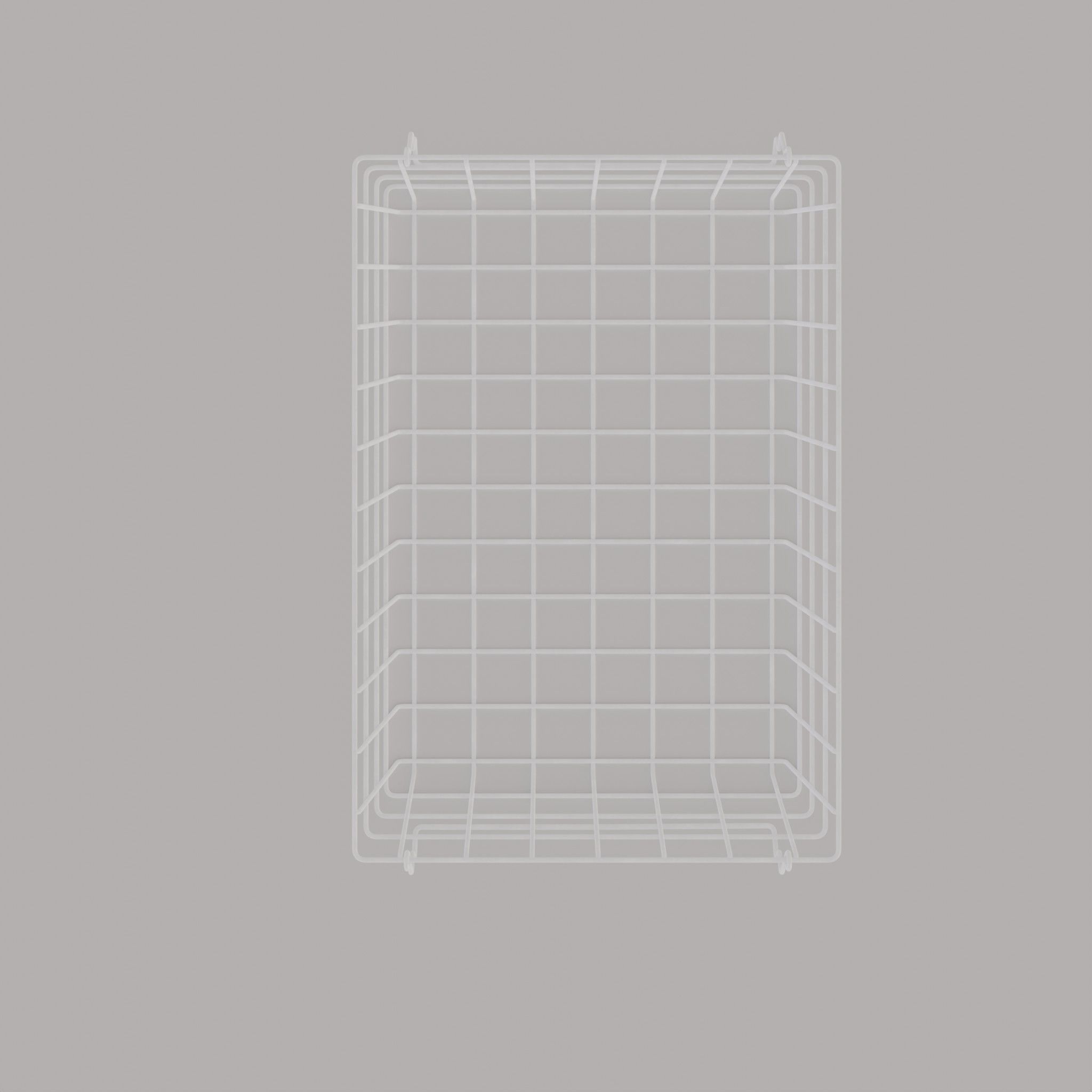 Small Metal Storage Basket White Low-poly 3D model_4