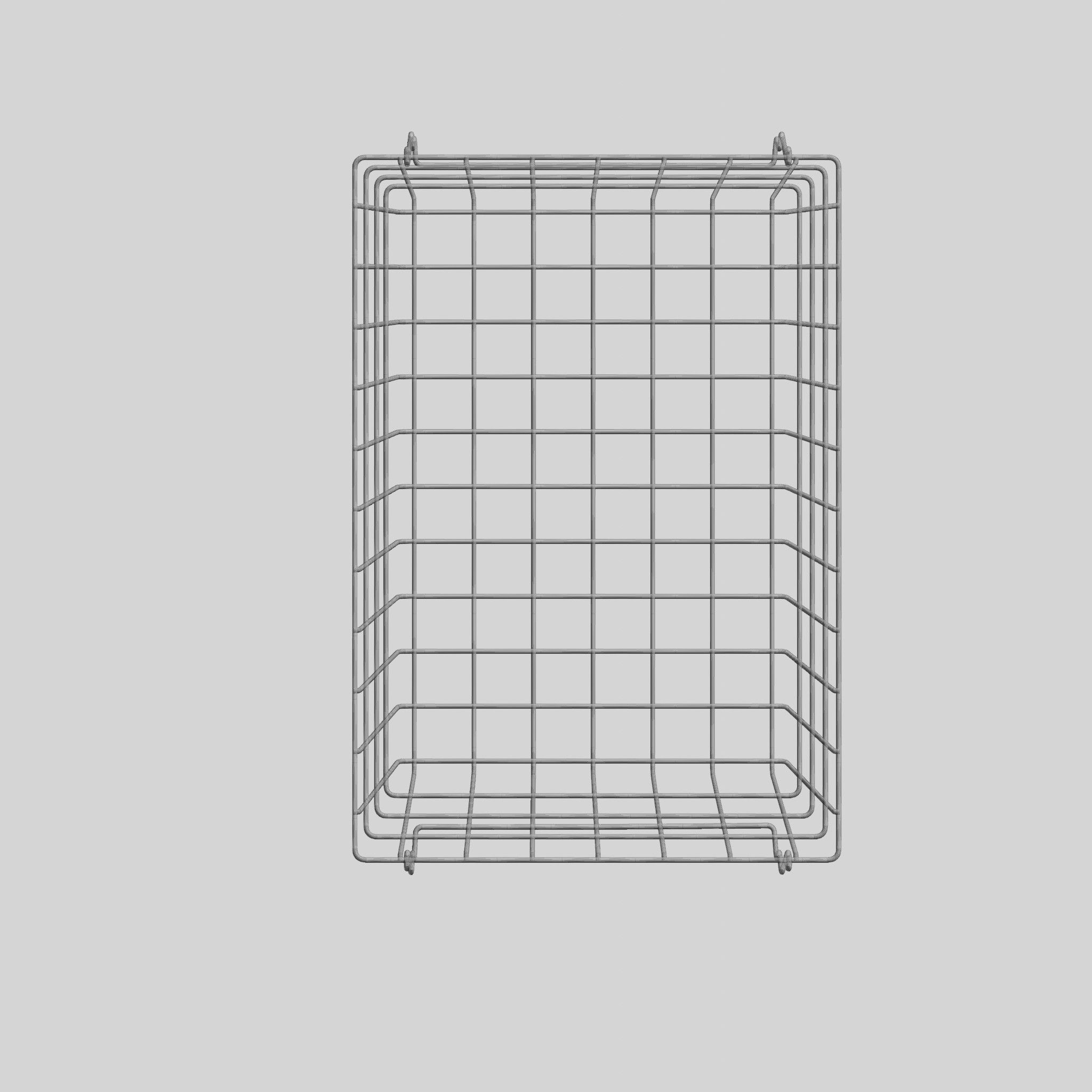 Small Metal Storage Basket White Low-poly 3D model_9