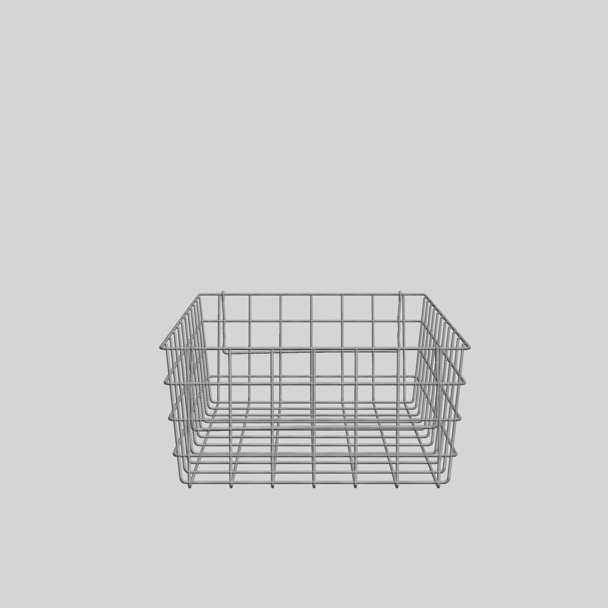 Small Metal Storage Basket White Low-poly 3D model_5