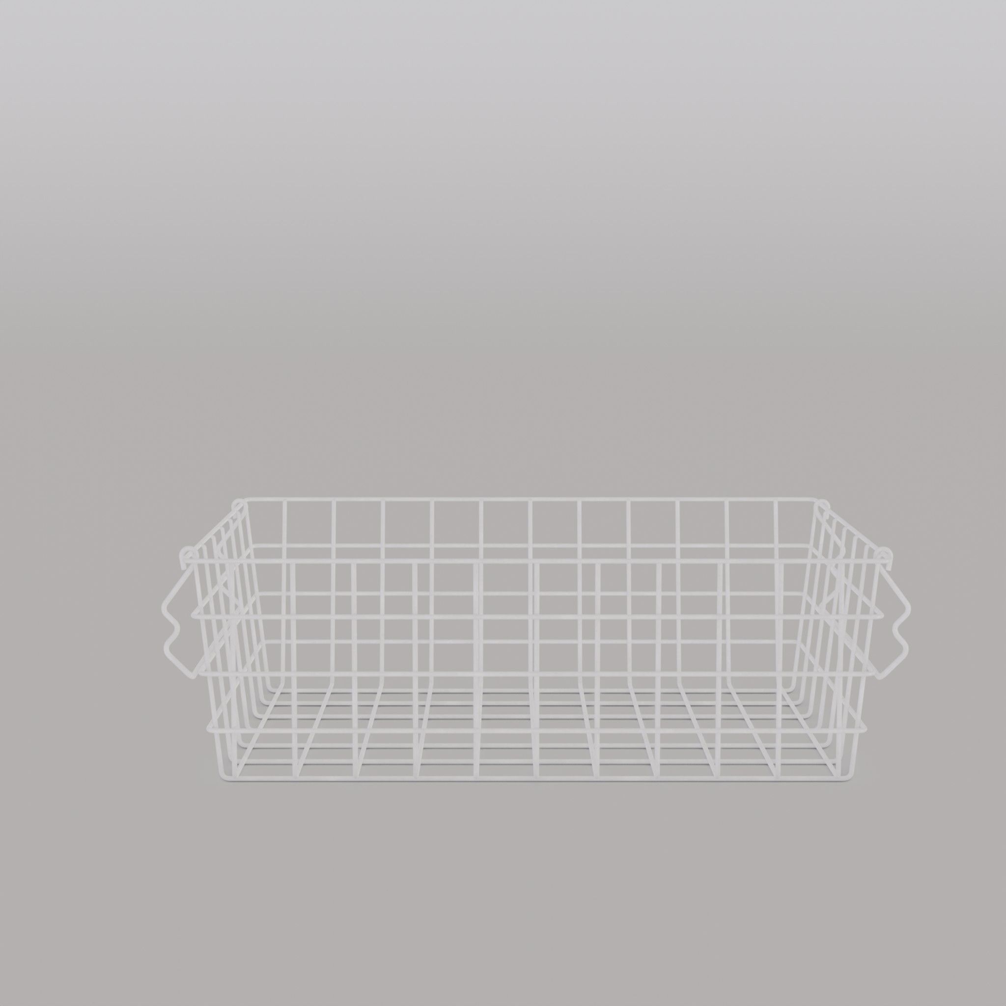 Small Metal Storage Basket White Low-poly 3D model_2