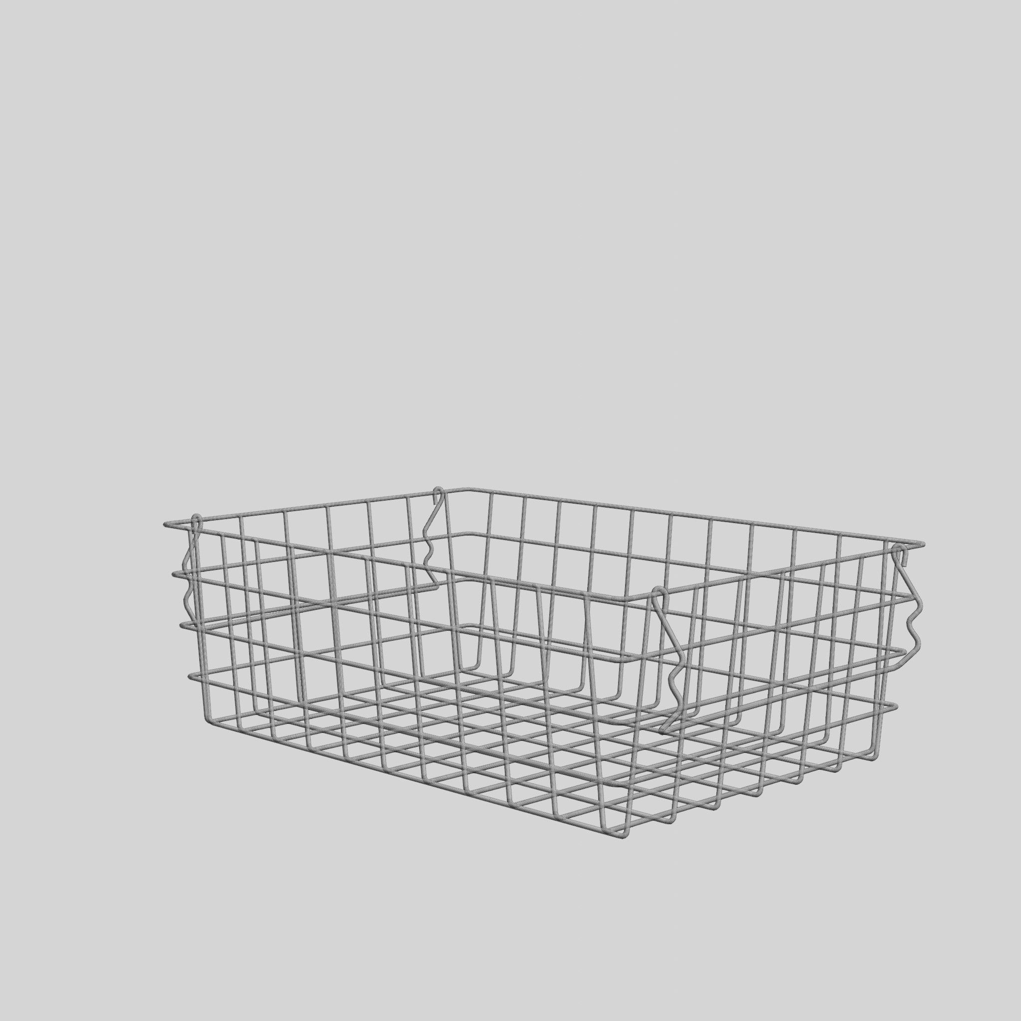 Small Metal Storage Basket White Low-poly 3D model_6