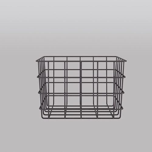 Small Metal Storage Basket Black Low-poly 3D model