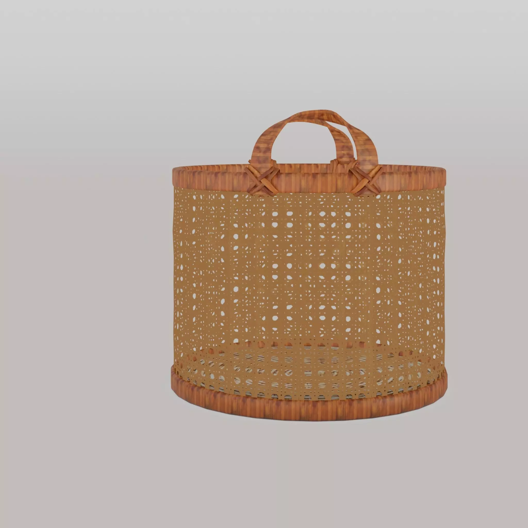 Wicker Basket Brown Low-poly 3D model