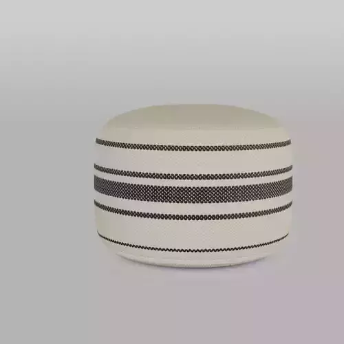 Pouf in Canvas Light Beige Striped