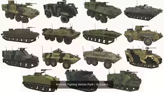 Armored Fighting Vehicle Pack 3D Model Collection