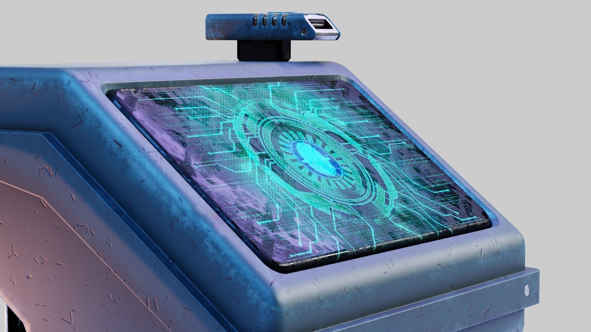 Sci-fi Computer Terminal Low-poly 3D model_9