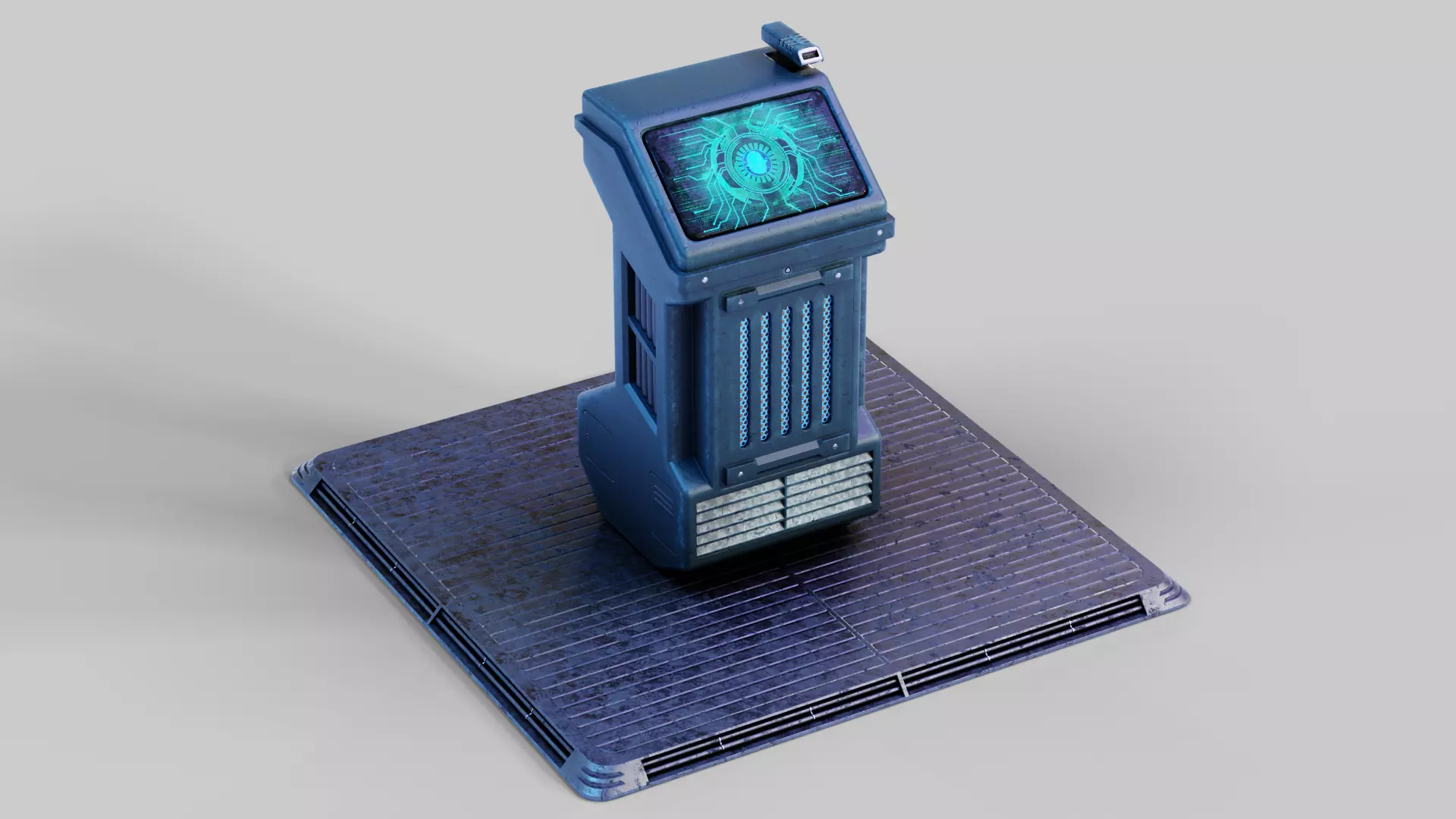 Sci-fi Computer Terminal Low-poly 3D model_0