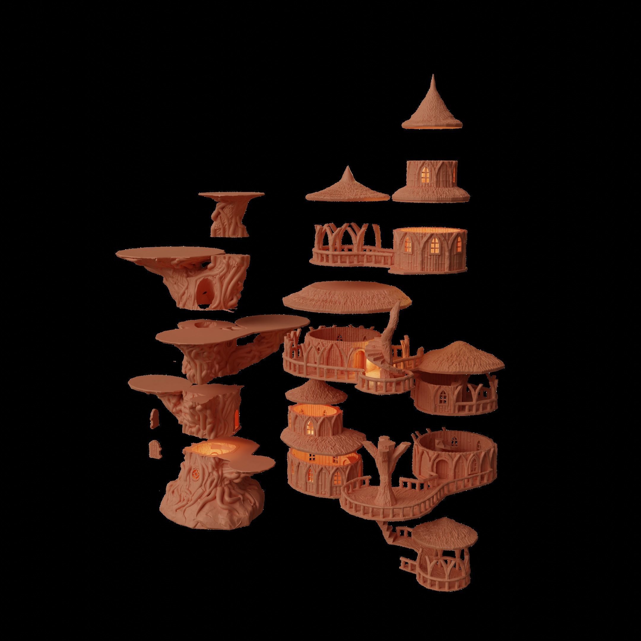 Grand Treehouse Tabletop Terrain 28 MM 3D print model_7