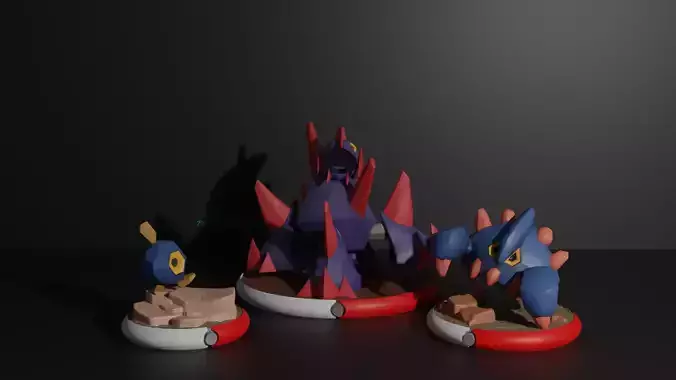 Roggenrola Boldore and Gigalith 3D print model 3D print model