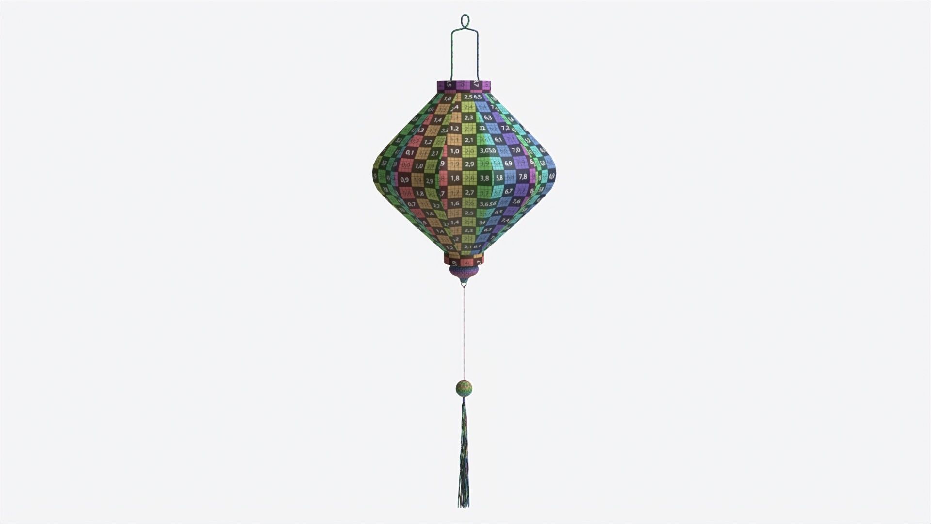 Oriental Traditional Hanging Silk Lantern 01 3D model_7