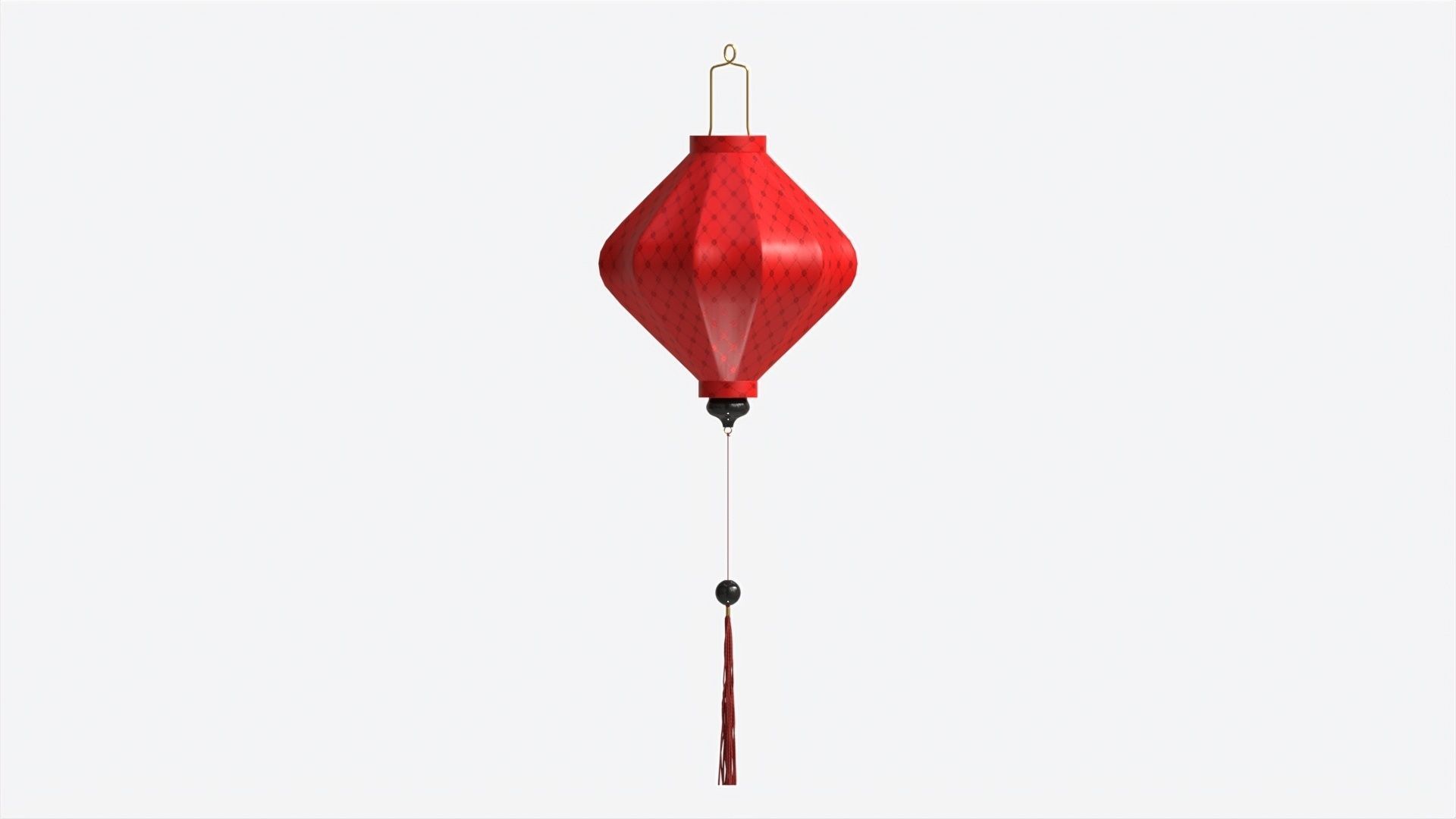 Oriental Traditional Hanging Silk Lantern 01 3D model_4