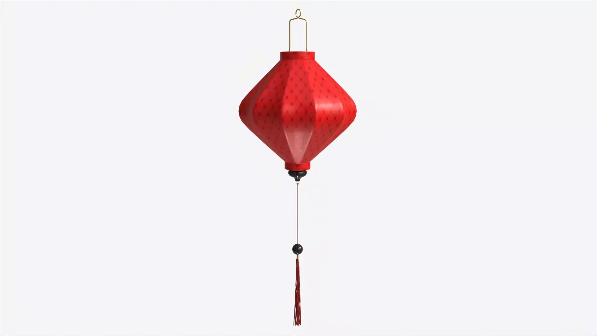 Oriental Traditional Hanging Silk Lantern 01 3D model_0