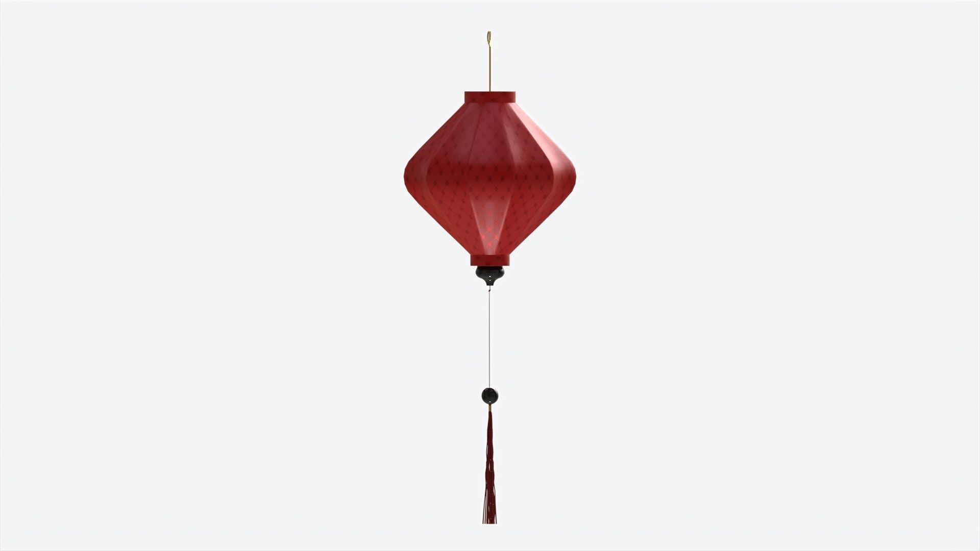 Oriental Traditional Hanging Silk Lantern 01 3D model_5