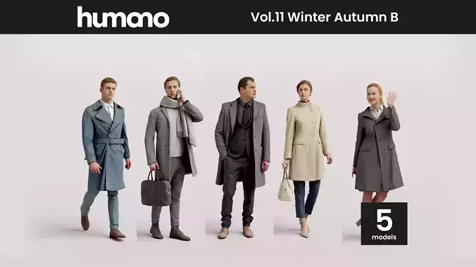 Humano 5-Pack - WINTER AUTUMN PEOPLE - 5x 3D models B 3D Model Collection Humano 5-Pack - WINTER AUTUMN PEOPLE - 5x 3D models B 3D Model Collection