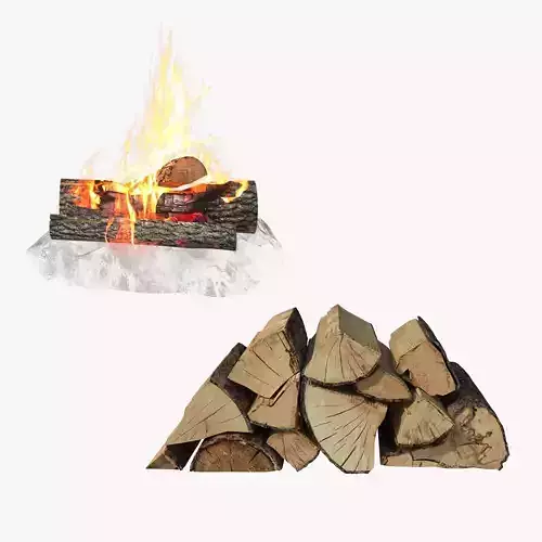 Split Fire wood logs 3d model