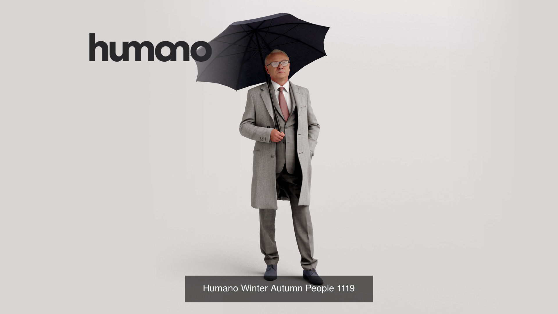 Humano 5-Pack - PEOPLE WITH UMBRELLAS -  RAINY - 5x 3D models D 3D Model Collection_4