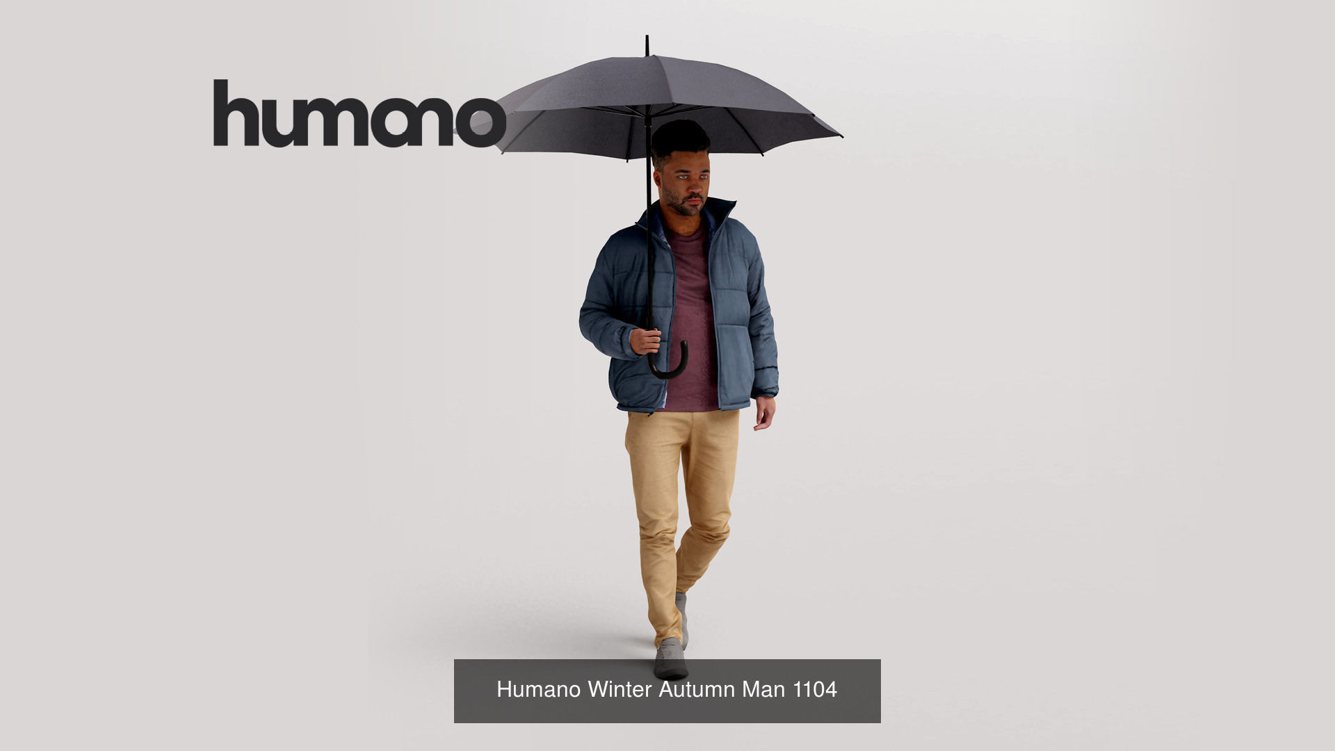 Humano 5-Pack - PEOPLE WITH UMBRELLAS -  RAINY - 5x 3D models D 3D Model Collection_2