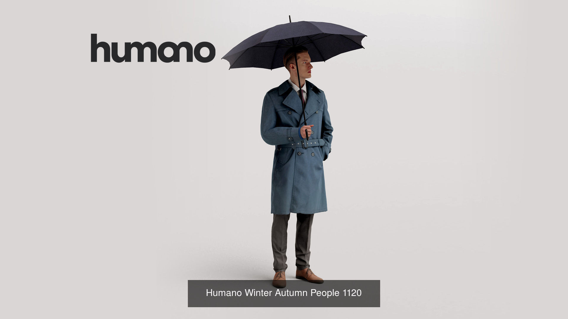 Humano 5-Pack - PEOPLE WITH UMBRELLAS -  RAINY - 5x 3D models D 3D Model Collection_3