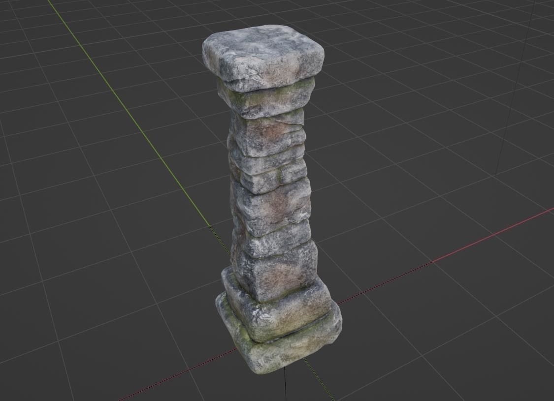 Pillar - Ancient Stone - Low-Poly Game-Ready Low-poly 3D model_1