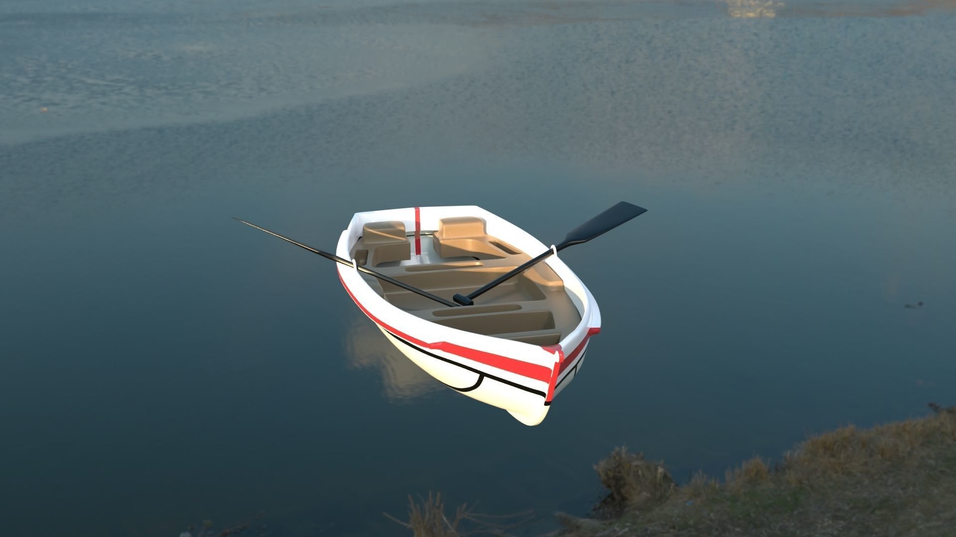 dinghy white Low-poly 3D model_6