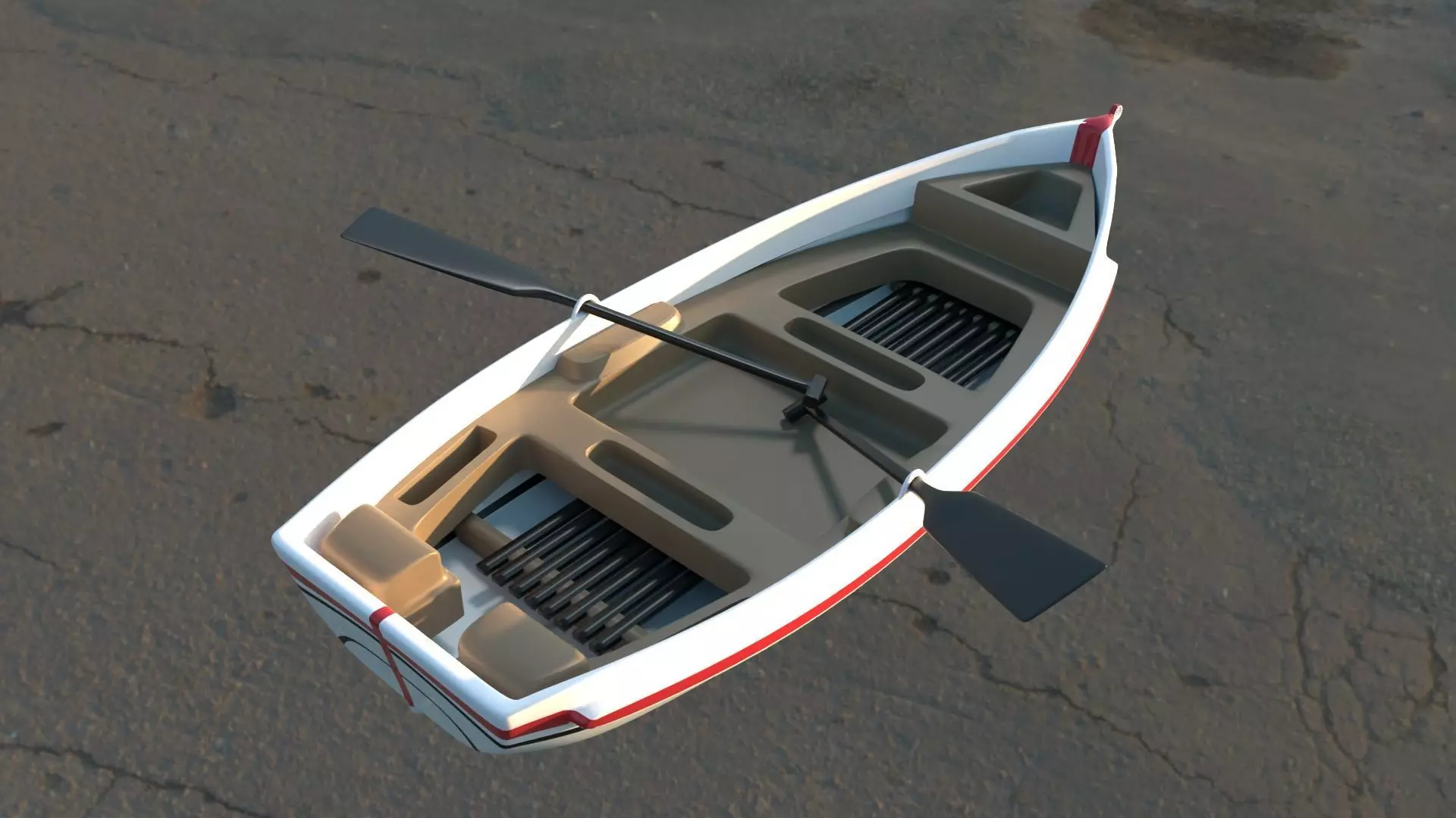 dinghy white Low-poly 3D model_0