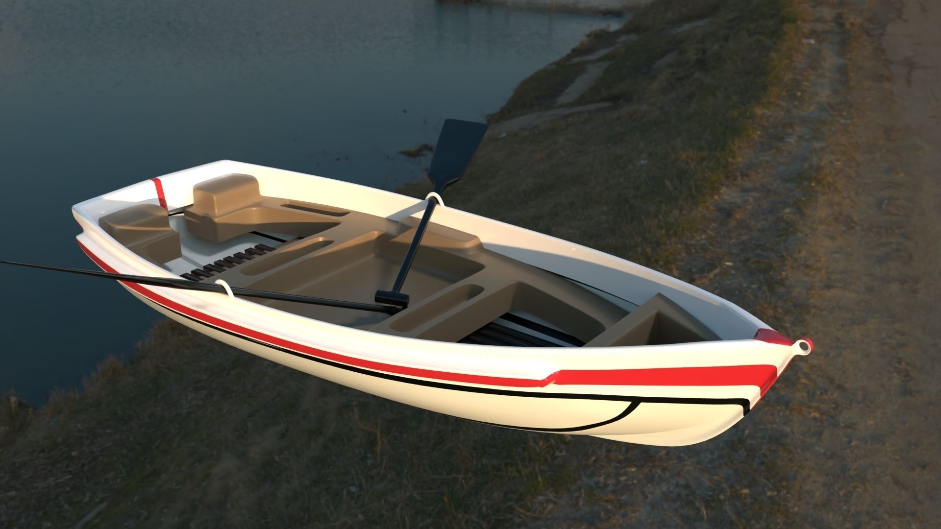 dinghy white Low-poly 3D model_1